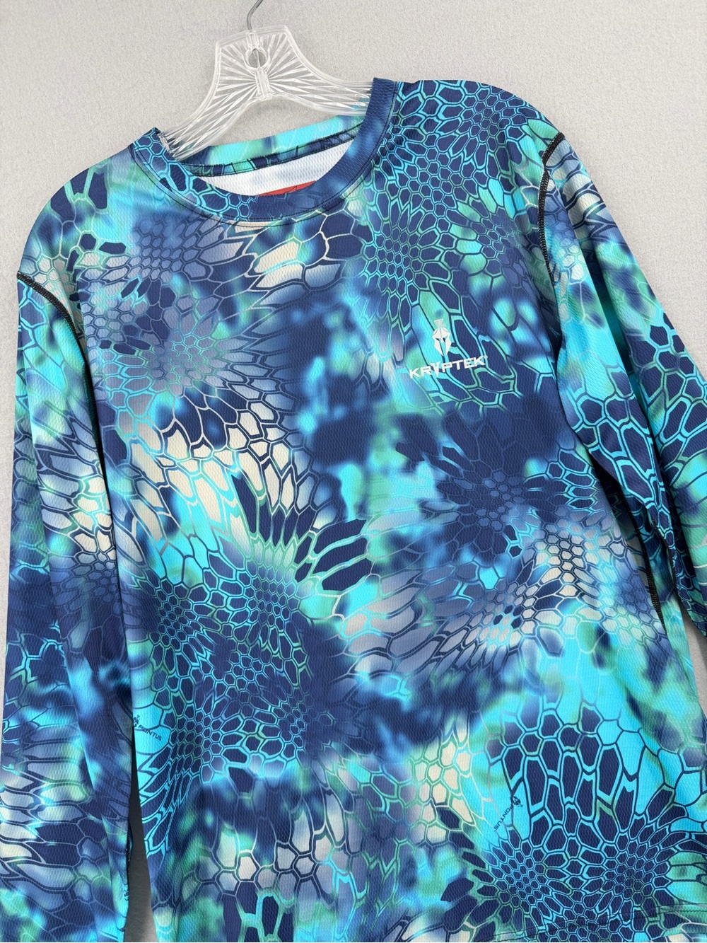 Kryptek Pontus Fishing Shirt Men's Medium Python Camo Performance Quick Dry Blue